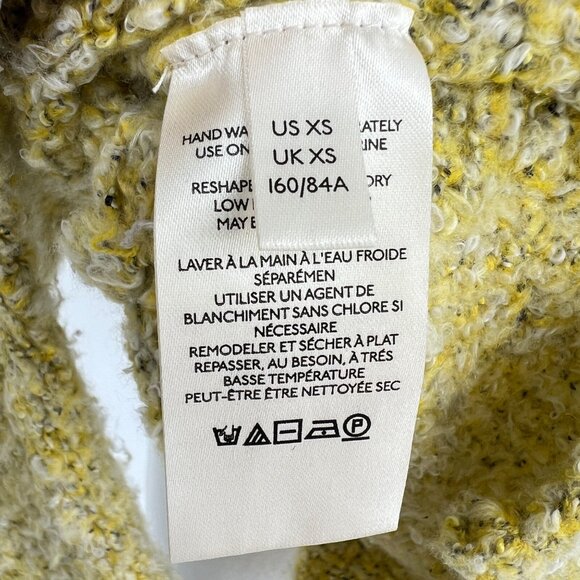 Free People BFF Sweater Cowl Neck Textured Oversized Quince Yellow Green Size XS - Picture 10 of 13